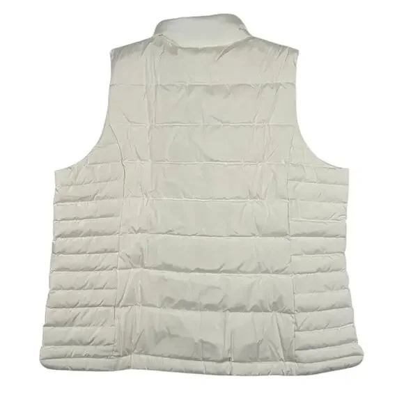 Lands' End White Plus Size Puffer Vest 1X 16W-18W - Picture 2 of 5